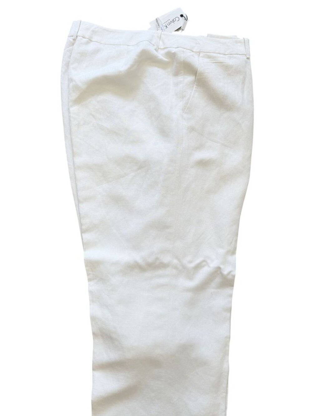 Calvin Klein Women White Straight-Leg Linen Blend Pants Career Casual 16W NWT - Picture 5 of 8